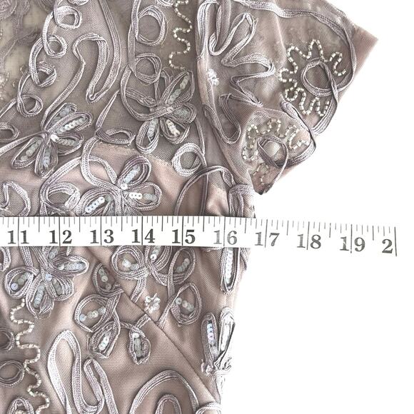 JS Collections Formal Embellished Soutache Sequin Dress 6 V-Neck Cocktail Mini - Picture 11 of 13